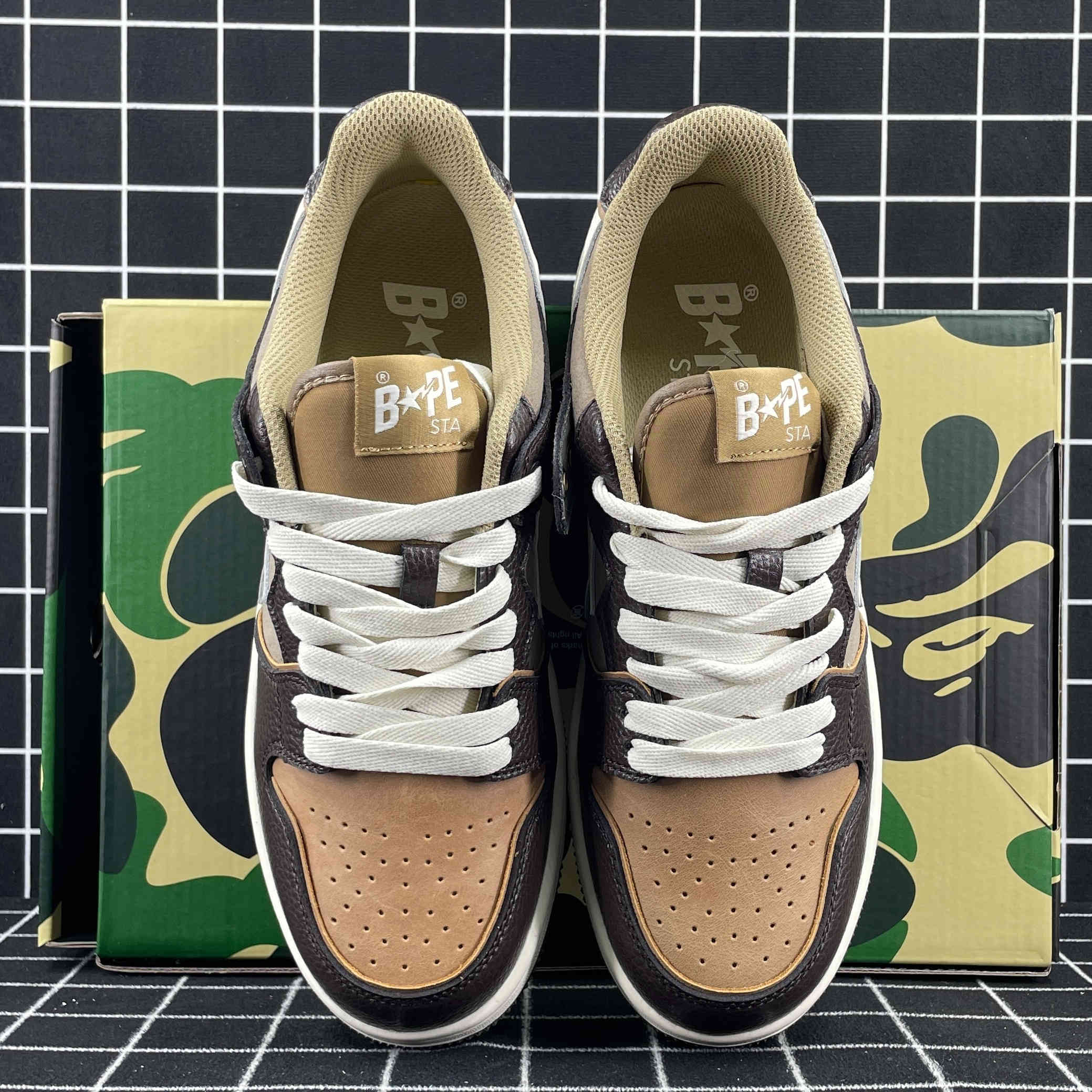 A Bathing Ape Bape Sk8 Sta Brown Ivory Replica