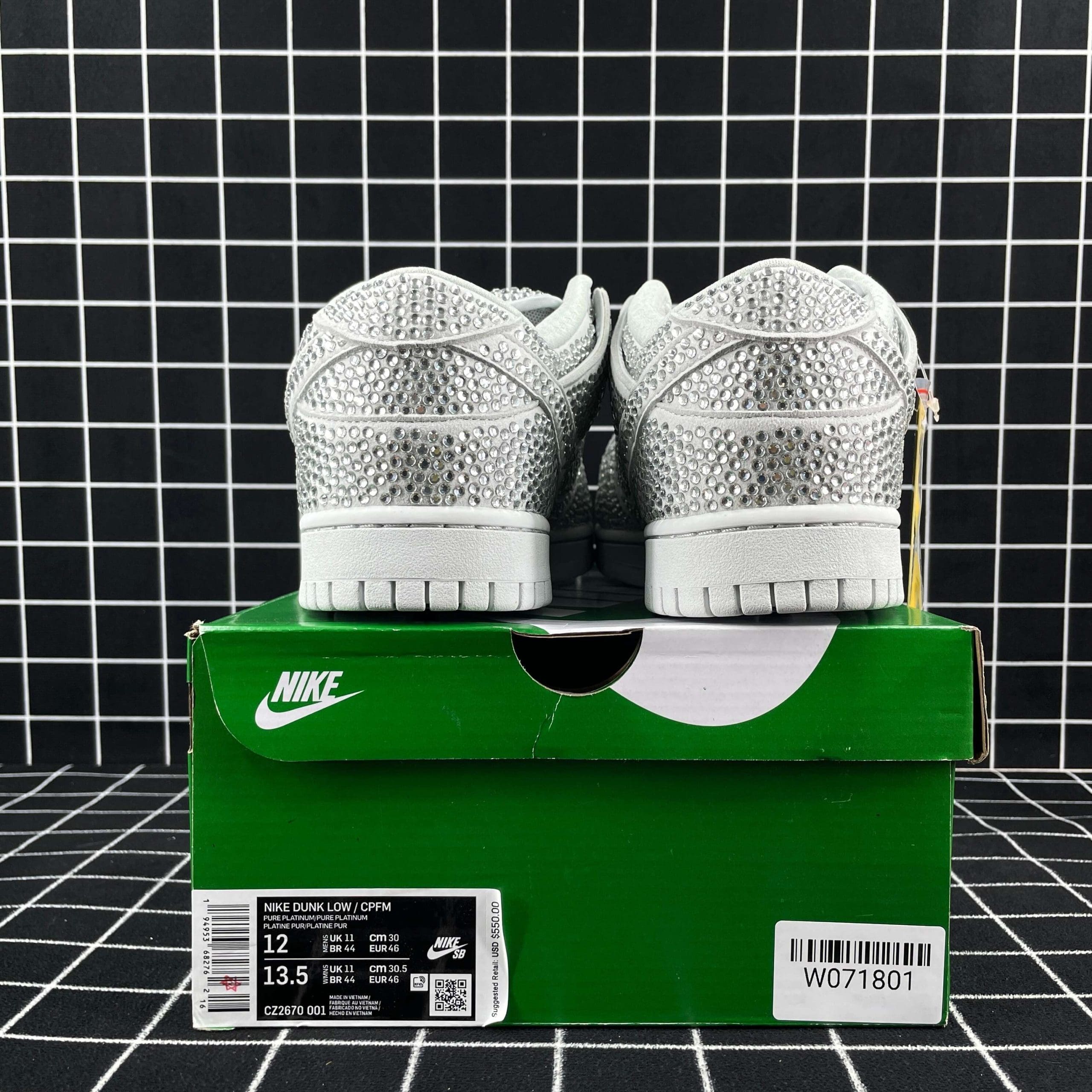 Cactus Plant Flea Market x Swarovski x Dunk Low Pure Platinum Replica