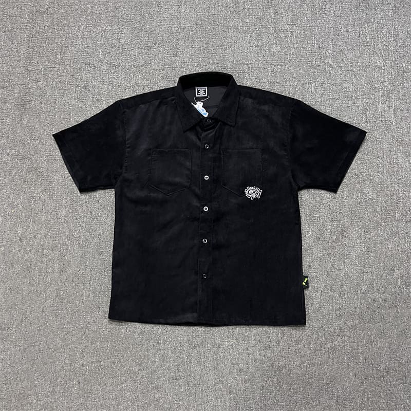 ADWYSD Sun Roll Embroidered Logo Corduroy Workwear Shirt Loose Casual Style