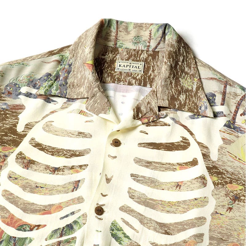 Kapital23Ss Hida Hehong Bones Hawaiian Print Shirt