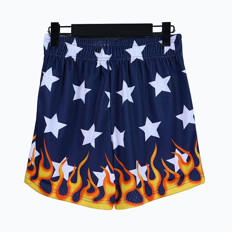 Eric Emanuel Flame Digital Print Loose Basketball Shorts for Men
