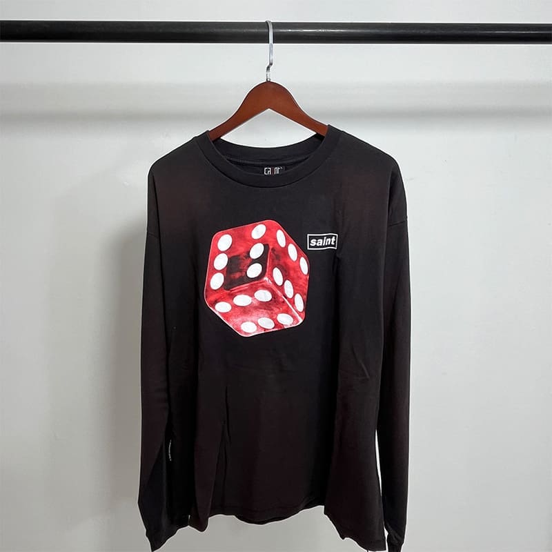 Saint Michael American-Style Distressed Long-Sleeved T-Shirt for Men and Women