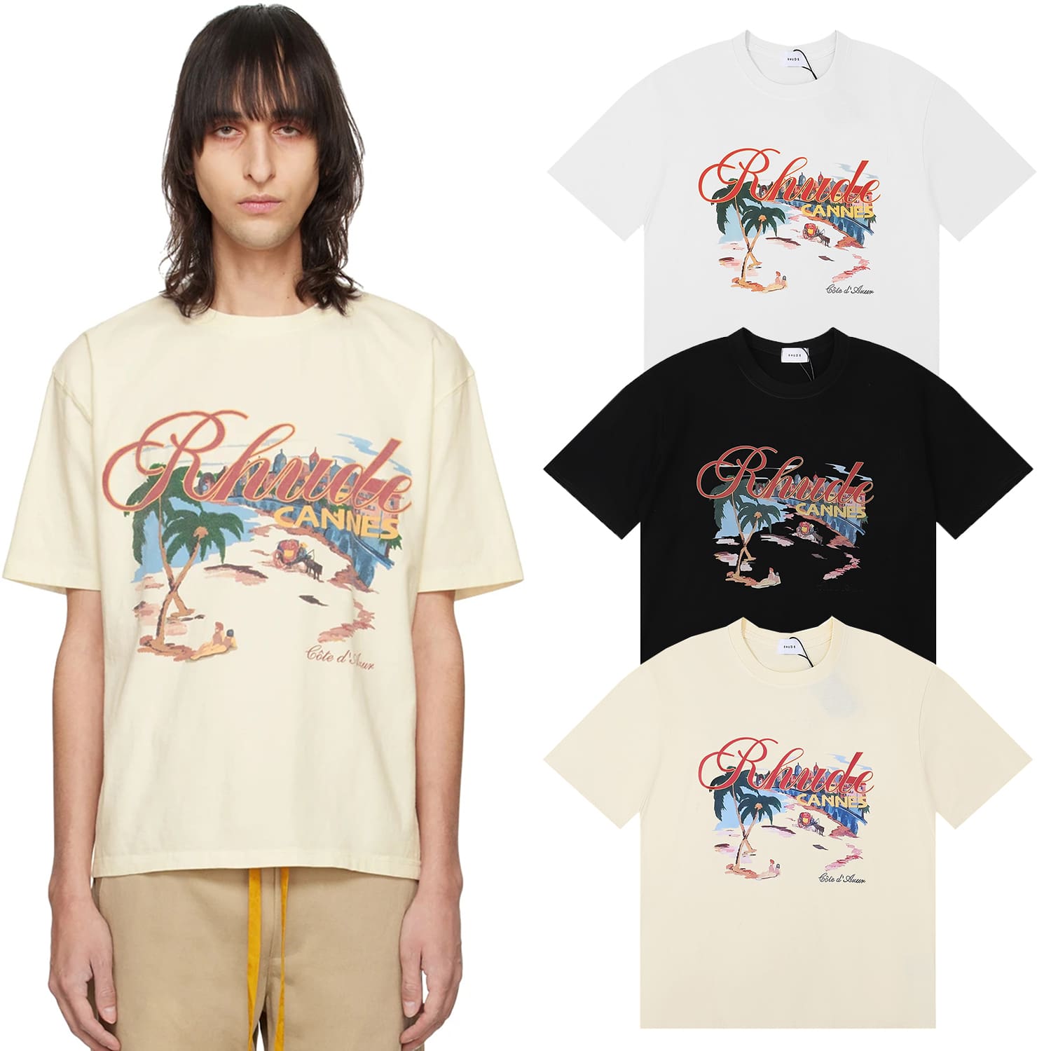 Rhude Cannes Beach Coconut Printed T-Shirt