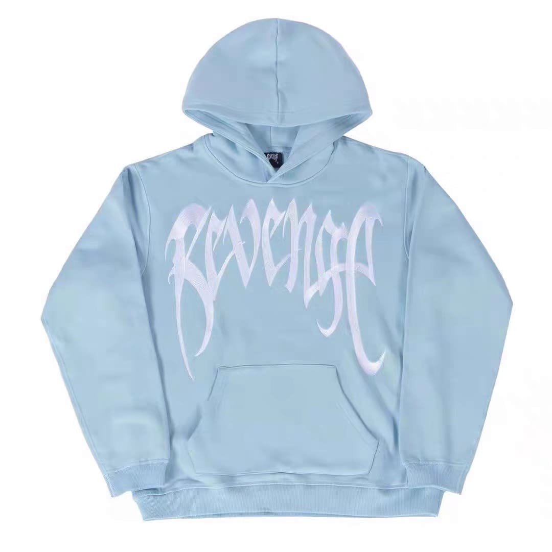 Revenge Sky Blue Embroidered Logo Hoodie
