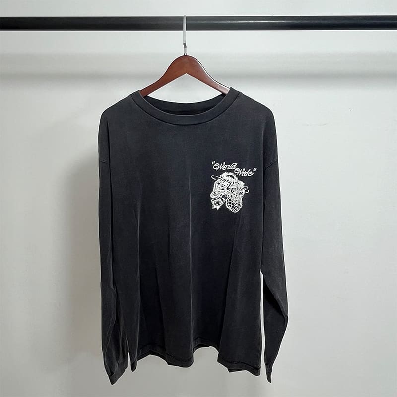 Saint Michael American-Style Distressed Long-Sleeved T-Shirt for Men and Women