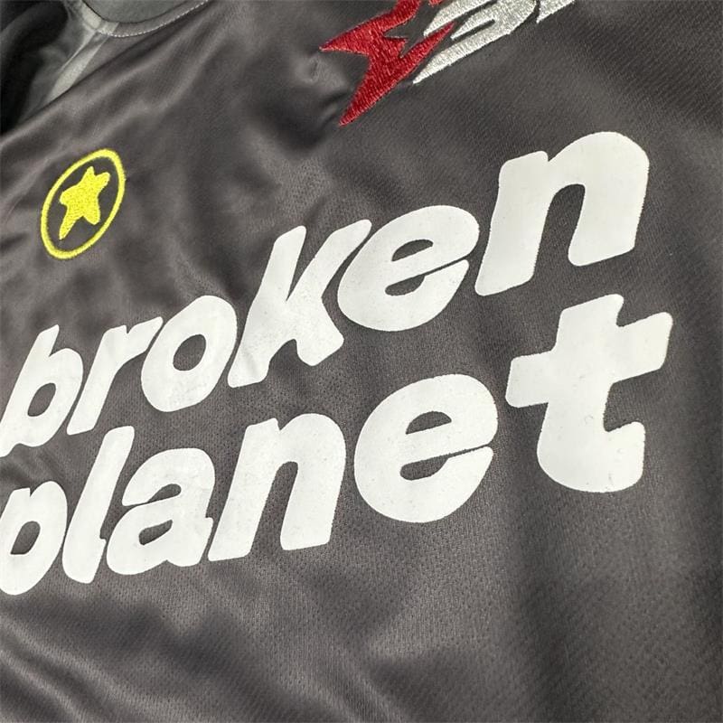 Broken Planet Mesh Color Block Embroidered Long Sleeve T-Shirt
