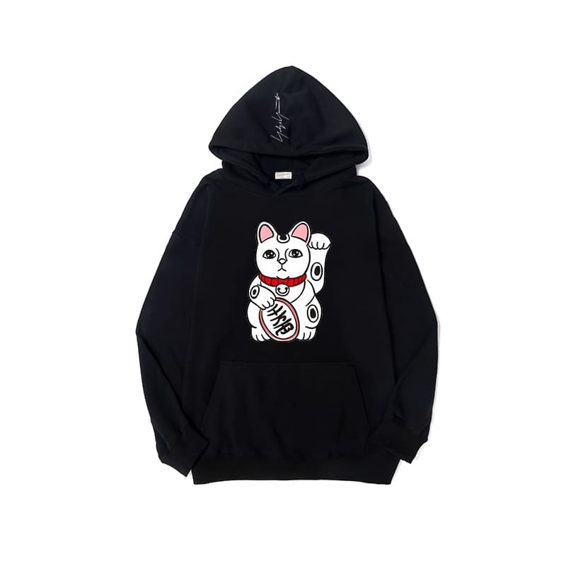Yohji Yamamoto Fortune Cat Print Hoodie