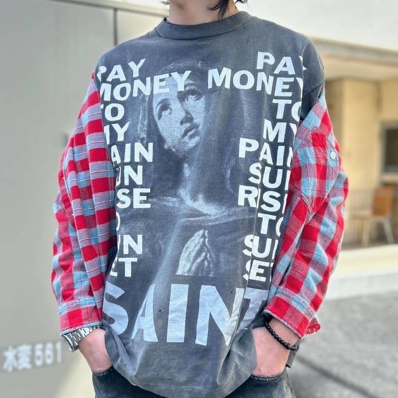 Saint Michael Retro Washed Distressed Logo Short Sleeve for Men and Women