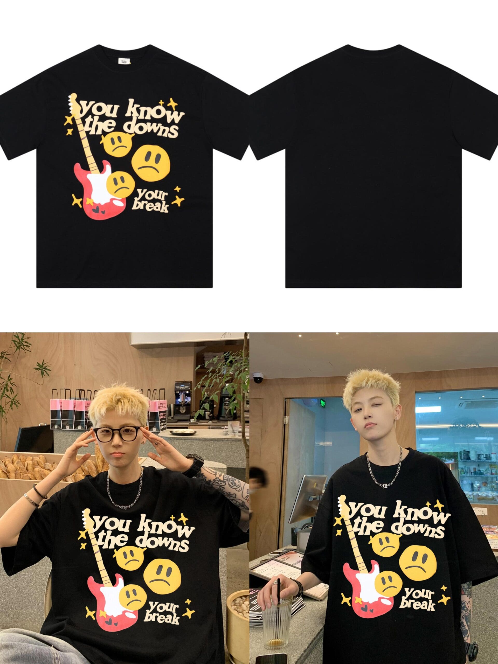 Broken Planet Puff Print Loose Short Sleeve T-Shirt for Men and Women