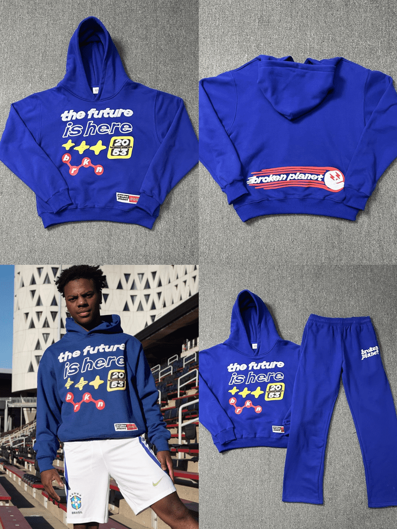 Broken Planet Puff Print Hooded Sweater Loose Fit for Men and Women