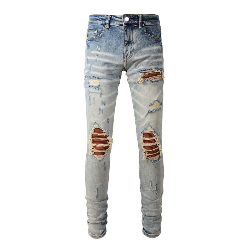 Xingx Patchwork Ripped Jeans