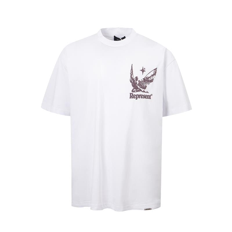 Represent Foam Angel Print Loose Casual Short Sleeve T-Shirt for Men and Women