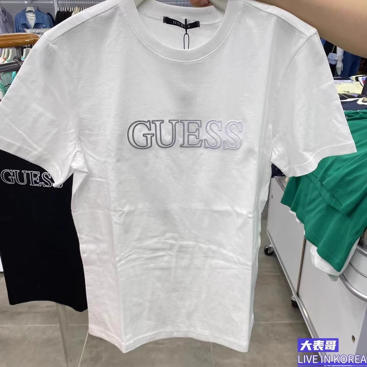Guess Letter Gradient Belt Round Neck Short Sleeve T-Shirt for Men
