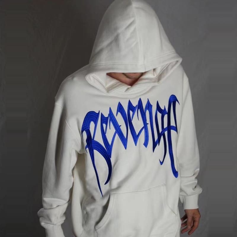 22SS American Revenge Embroidery Letters High Street Velvet Padded Hooded Sweatshirt