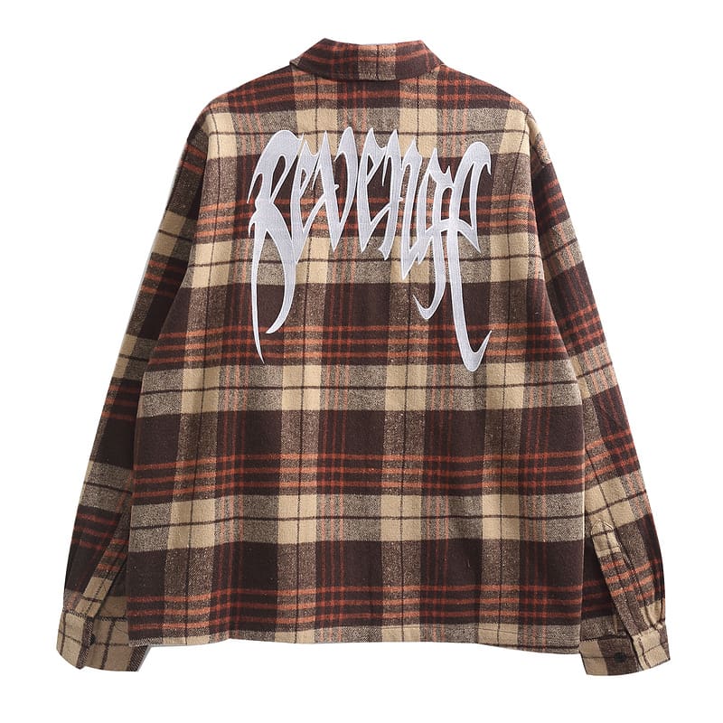 Revenge Embroidered Plaid Shirt Coat for Men