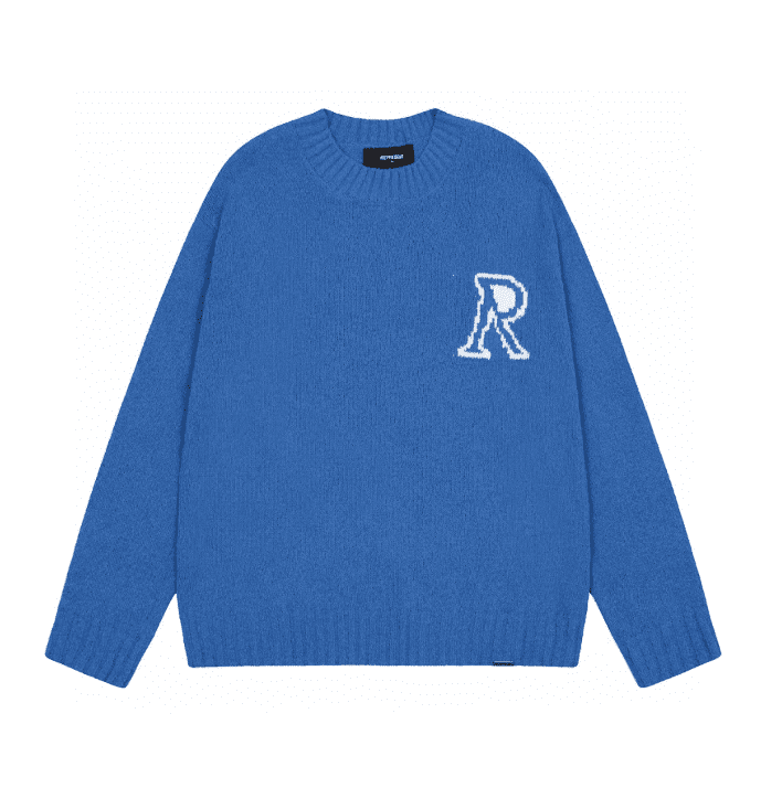 Represent Jacquard Letter Sweater Loose Round Neck for Men and Women