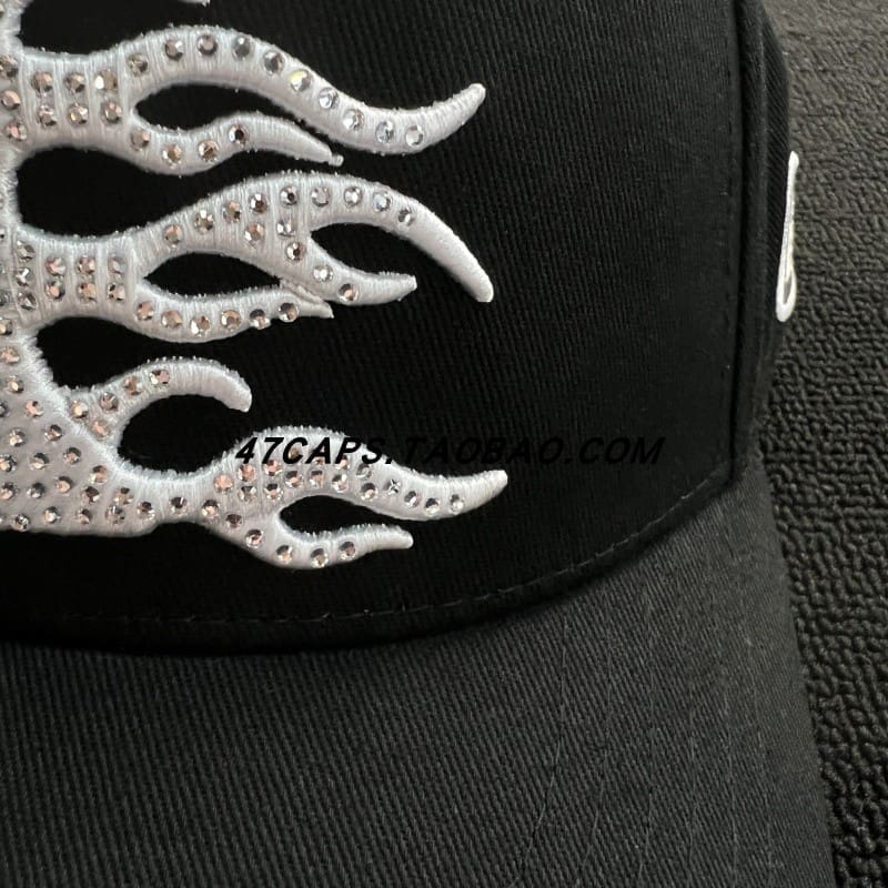 H*lst*r american hip hop adjustable peaked cap with rhinestone