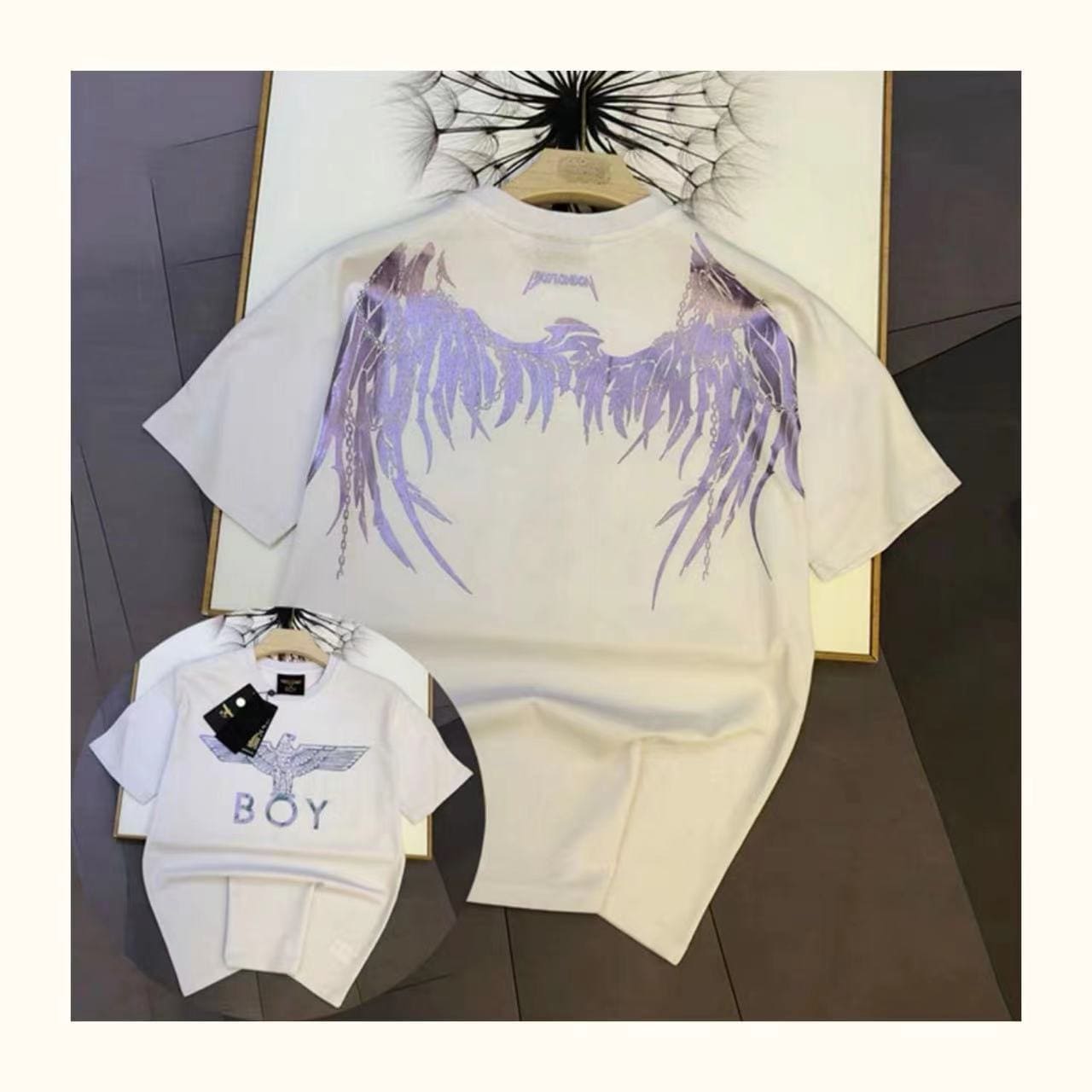 Black Golden Lock Eagle Wings Tee