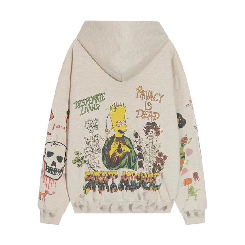 Saint Michael Graffiti Hoodie Loose Sweater for Men and Women