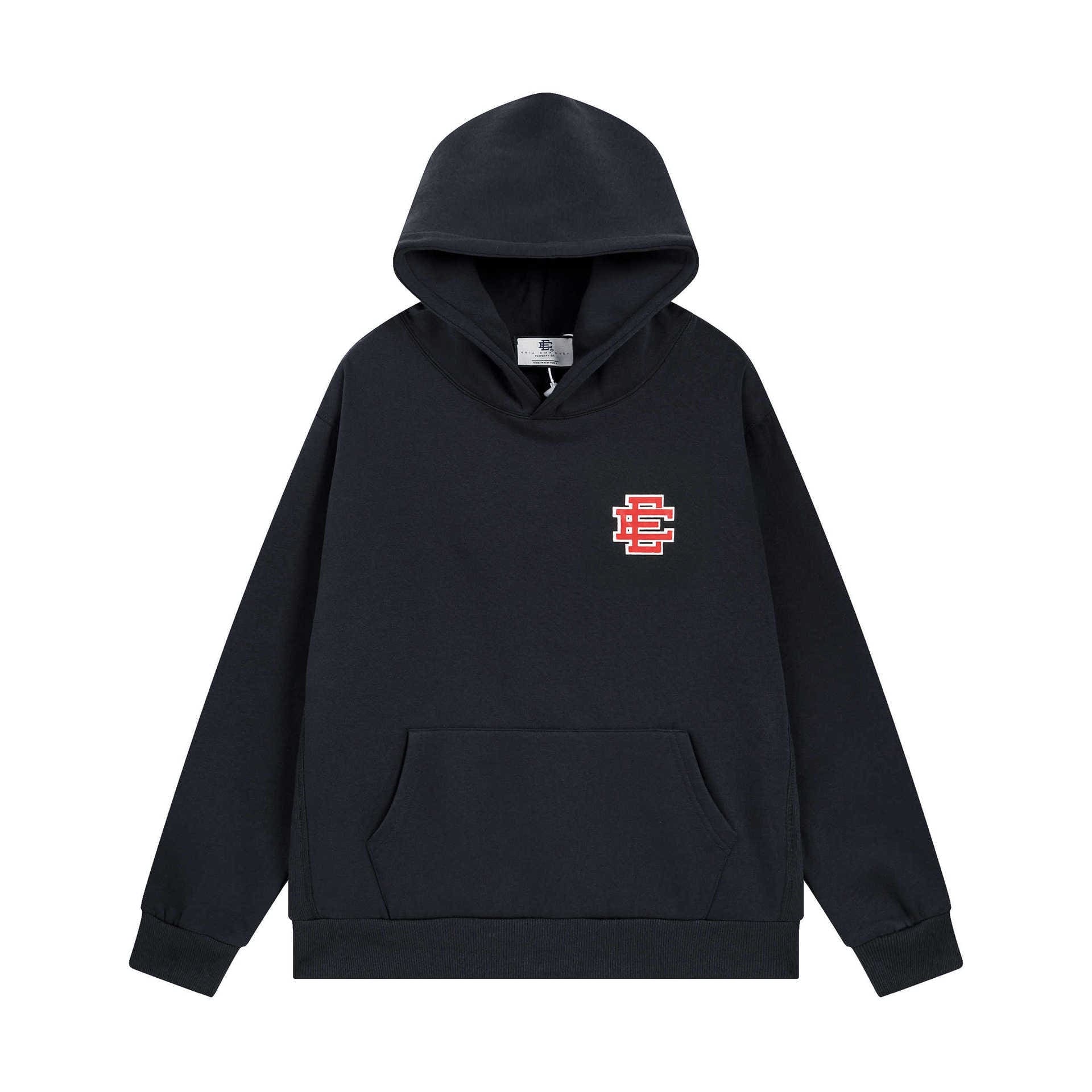 Eric Emanuel Velvet Padded Hooded Sweatshirt Casual Sports Top for Men and Women