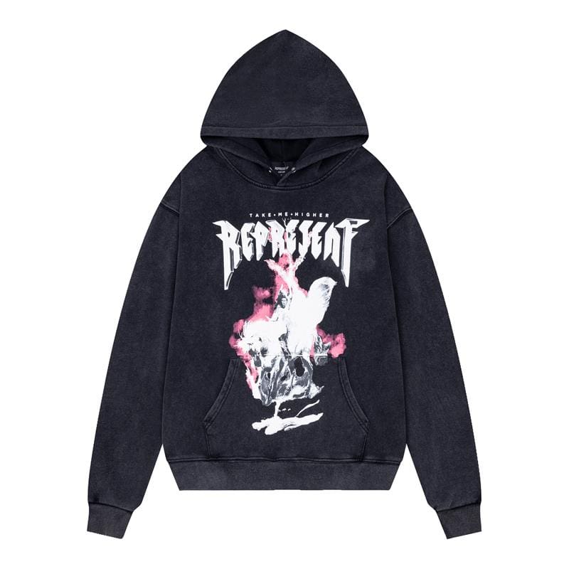 Represent Take Me Higher Washed Hoodie Heavy Sweater for Men