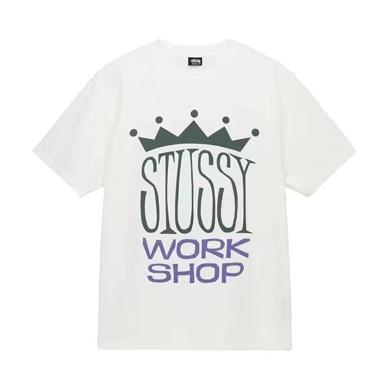 Stussy Crown Surfing Print Short Sleeve T-Shirt for Men and Women 1
