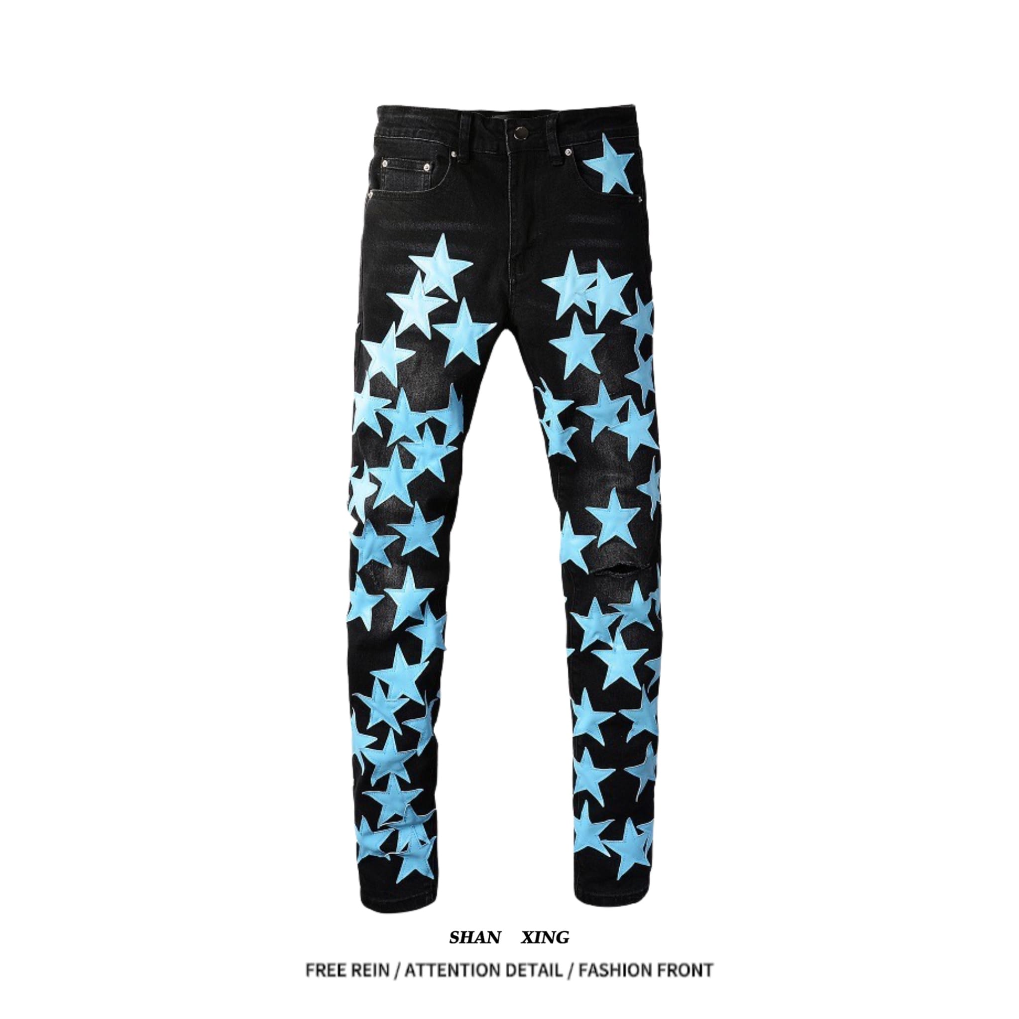 Xingx Patchwork Ripped Jeans 4