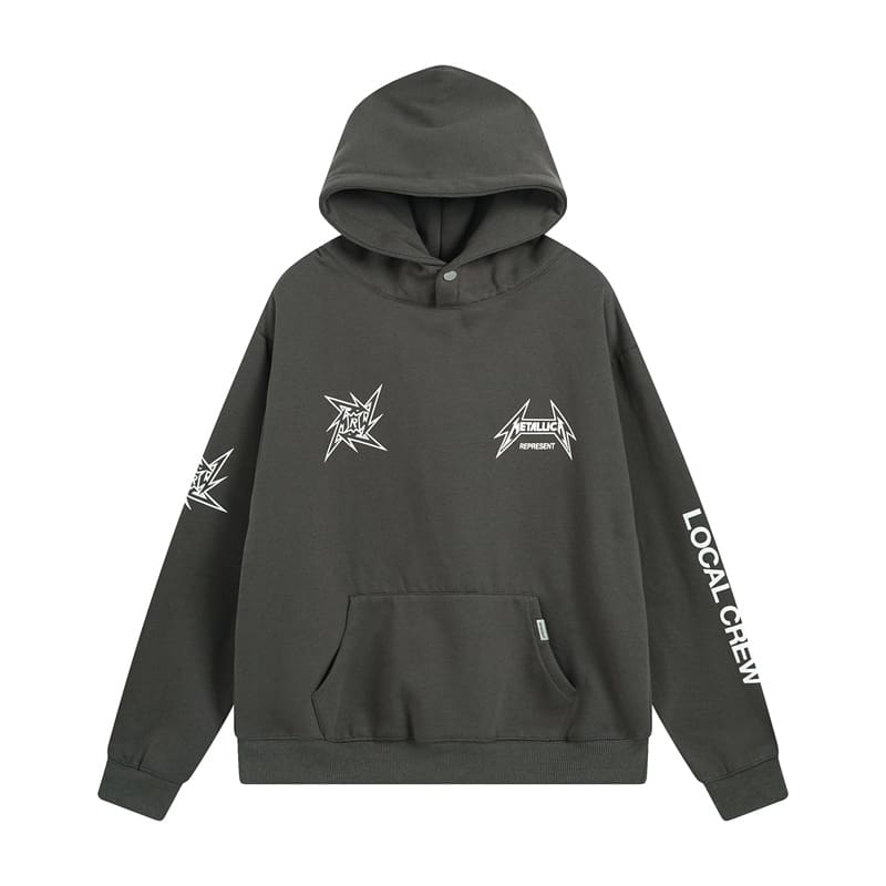 Represent Metal Band Letter Print Hoodie and Fleece Trousers Set