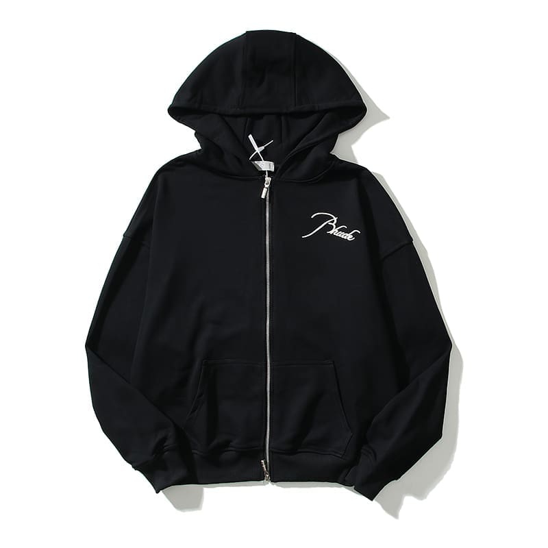 Rhude Bullet Zipper Embroidered Hoodie American High Street Fashion