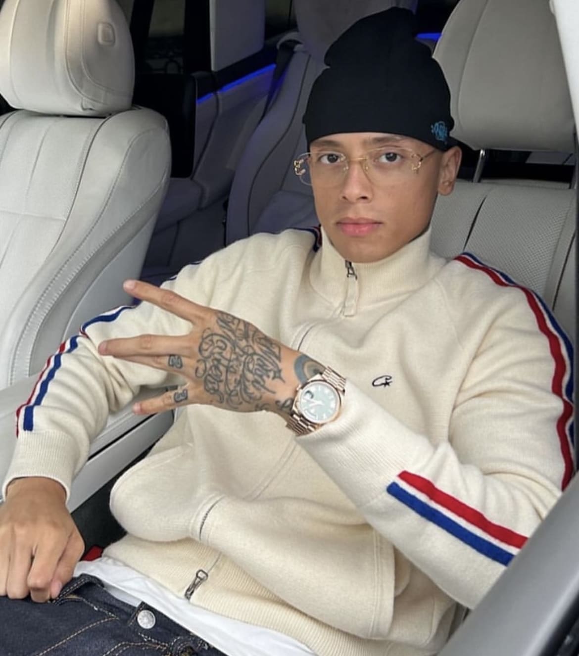 Corteiz Devil Island Red and Blue Ribbon Jacket Couples Zipper Cardigan