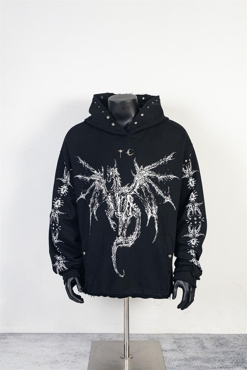 Thug Club Skeleton Dragon Print Hoodie