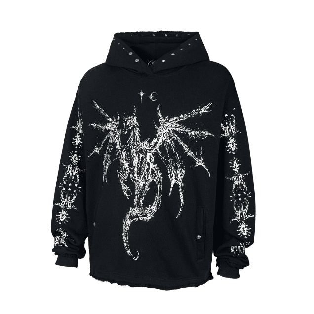 Thug Club Skeleton Dragon Print Hoodie