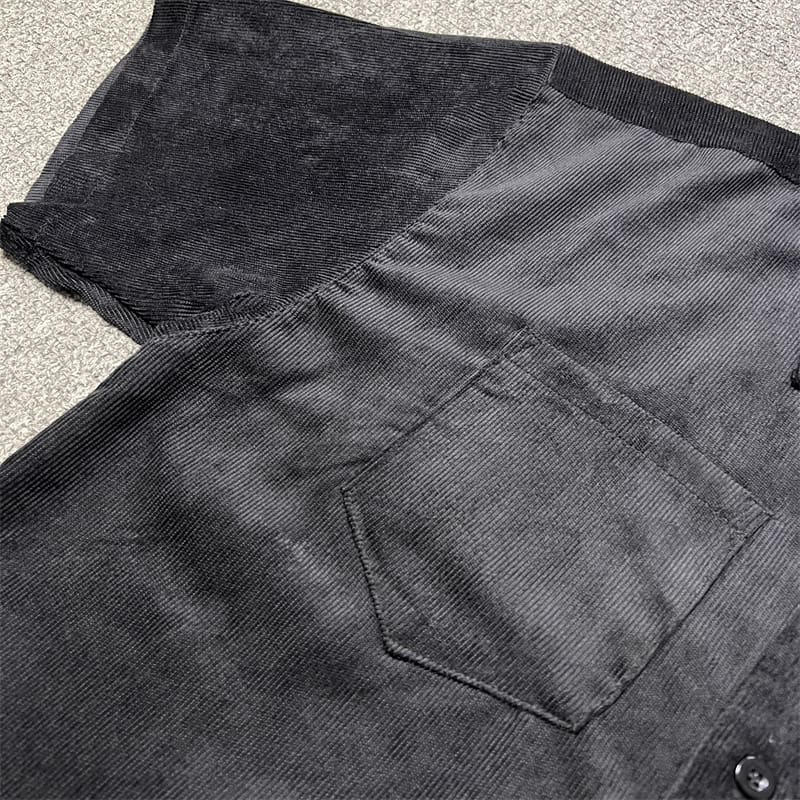 ADWYSD Sun Roll Embroidered Logo Corduroy Workwear Shirt Loose Casual Style