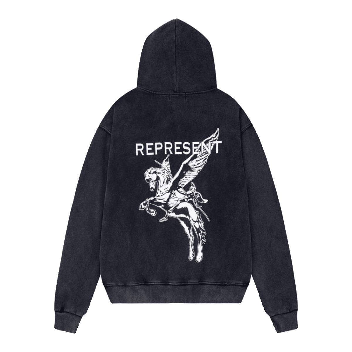 Represent Pegasus Knight Print Hooded Pullover Terry Sweater for Men and Women