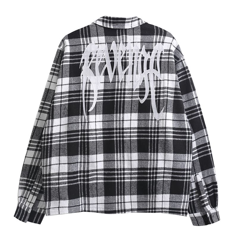 Revenge Embroidered Plaid Shirt Coat for Men