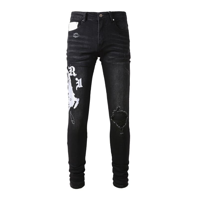 Xingx Patchwork Ripped Jeans 2