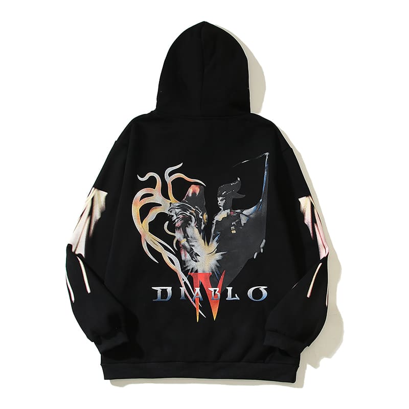 Revenge Lightning Letter Hooded Fleece Hoodie for Men and Women