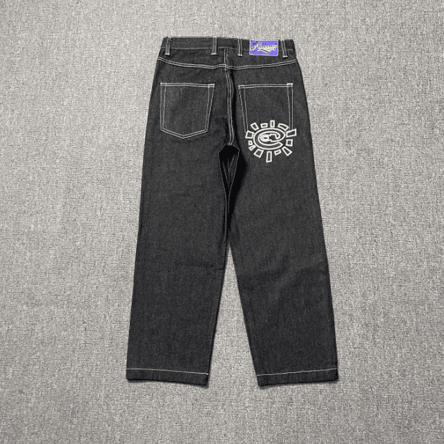 ADWYSD Sun Roll Basic Denim Pants High Street Casual Wash for Men and Women