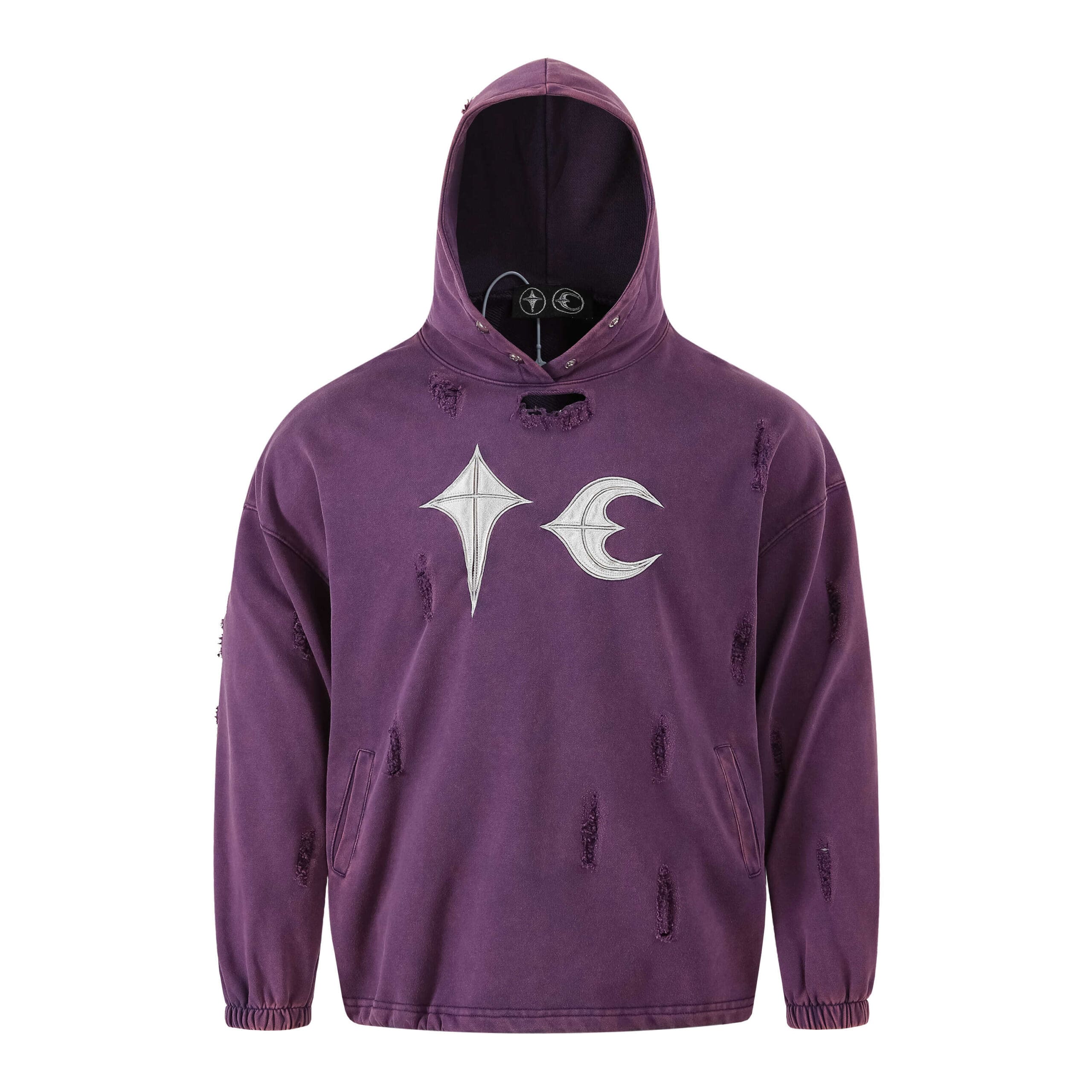 Thug Club Purple Washed Distressed Hoodie