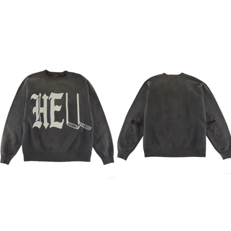 Saint Michael Retro Round Neck Sweater Thick Long Sleeve Top for Men and Women