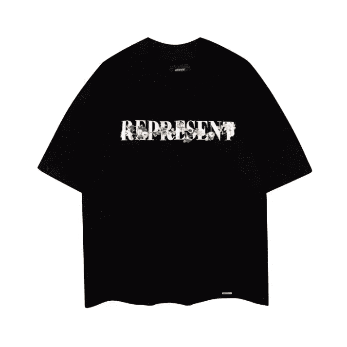 Represent Flower Letter High Street Casual T-Shirt for Men and Women