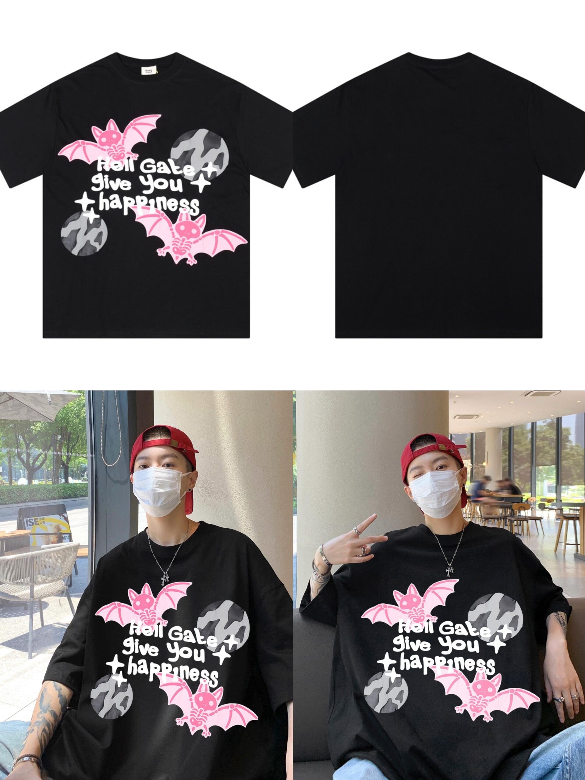 Broken Planet Puff Print Loose Short Sleeve T-Shirt for Men and Women