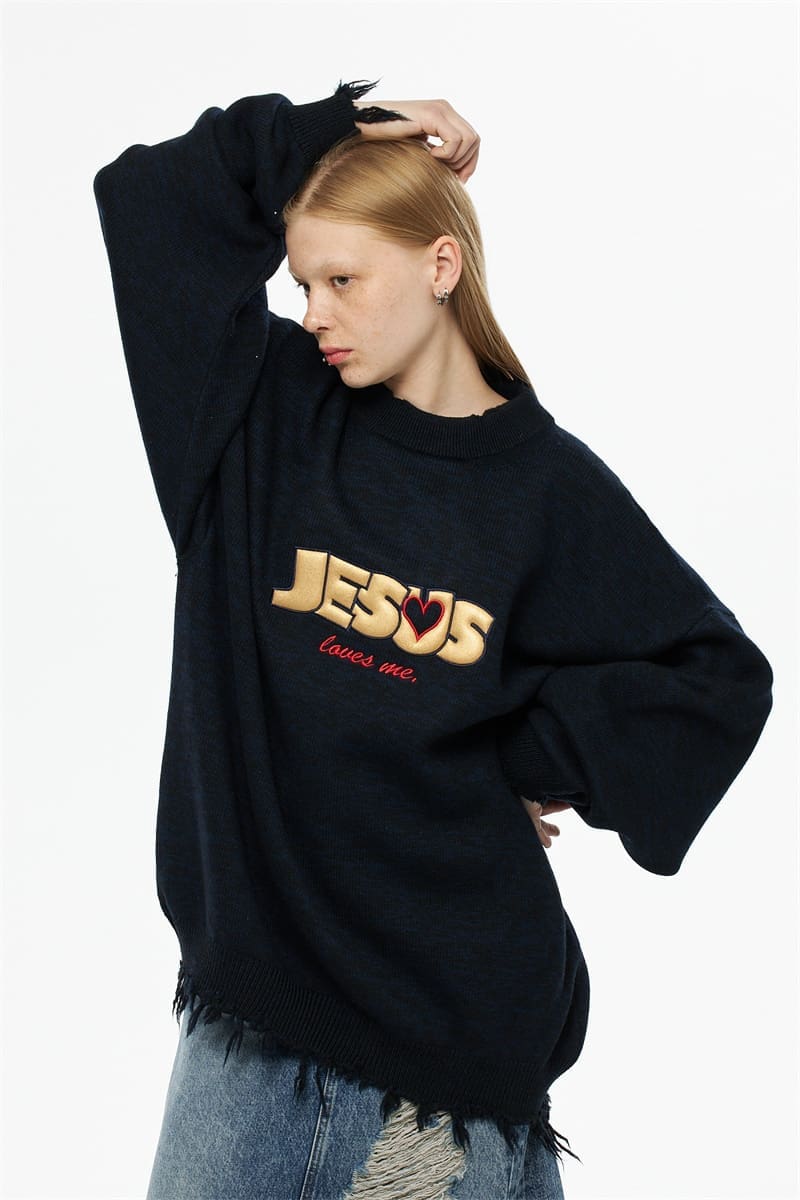 Vetements Slogan Embroidered Sweater