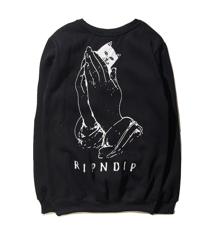 Ripndip Pocket Middle Finger Cat Pullover