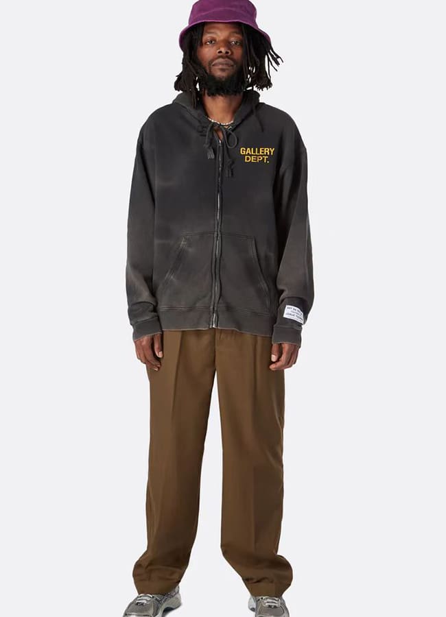 Gallery Dept Distressed Zipper Hoodie