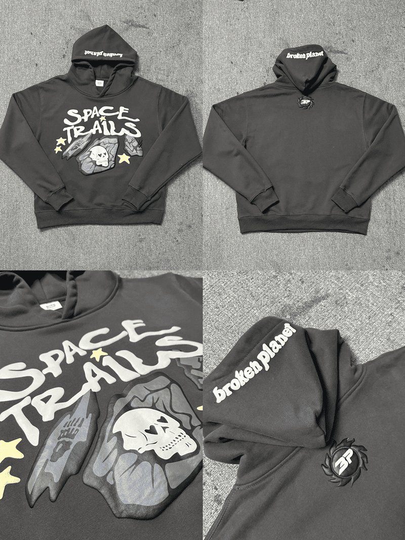 Broken Planet Puff Print Hooded Sweater Loose Fit for Men and Women