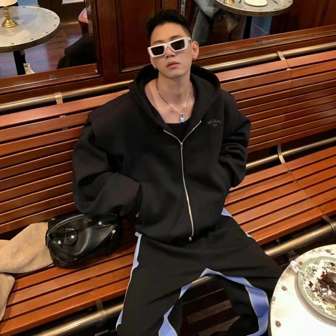 Noah Black Soul Embroidery Hoodie