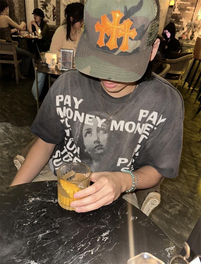 Saint Michael Retro Washed Distressed Logo Short Sleeve for Men and Women