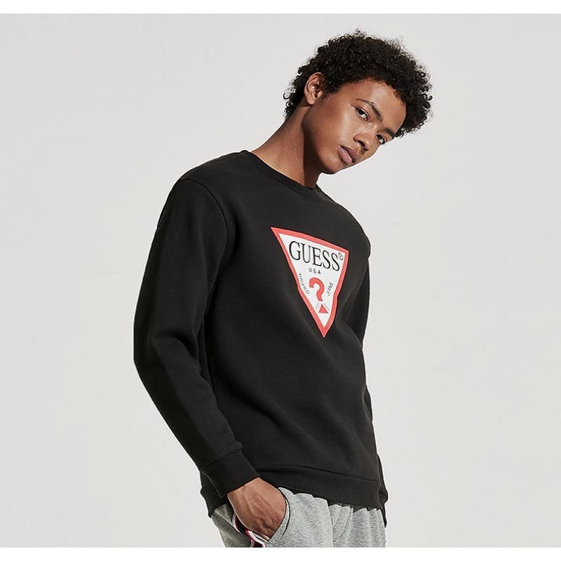 Guess New Round Neck Long Sleeve Printed Casual Sweater for Men