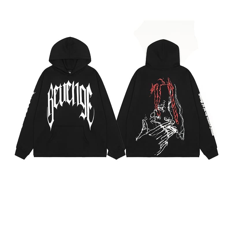 Revenge Style Black Skull Logo Hoodie 2